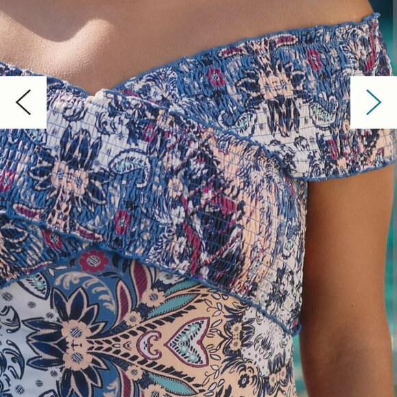 Anthropologie Off Shoulder Smocked Swimsuit  Size L - Picture 14 of 15